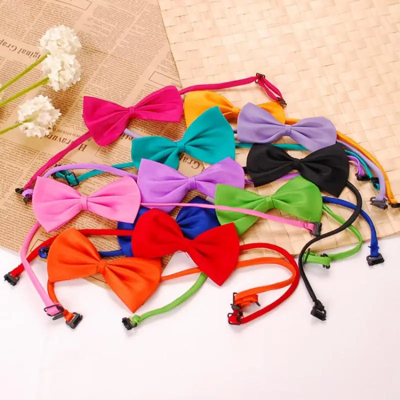 10 Pcs/Dog Bow Tie Adjustable Cat Necklace Neck Cute Convenient Pet Accessories Formal Puppy Bowtie Collar Party Gifts Supplies