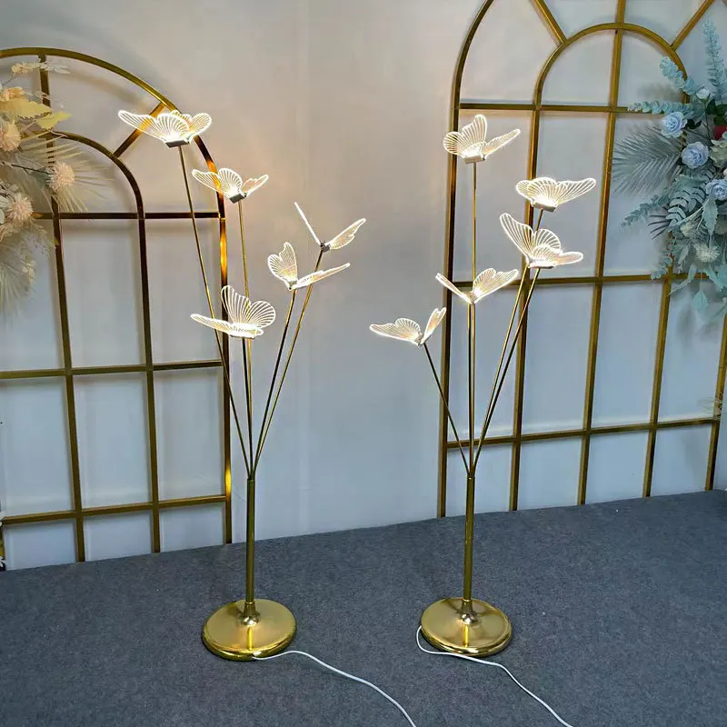 OUFULA Modern Landscape Atmosphere Floor Lamp LED Creative Butterfly Standing Lights for Wedding Party Stage Background Decor