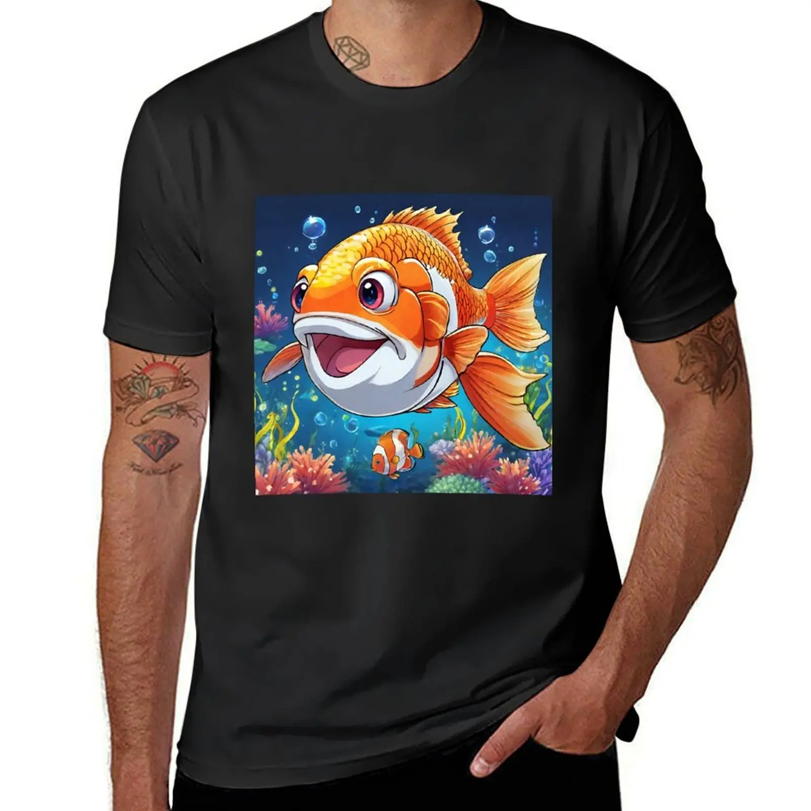 

Little Fish T-Shirt anime clothes Blouse boys whites black t shirts for men