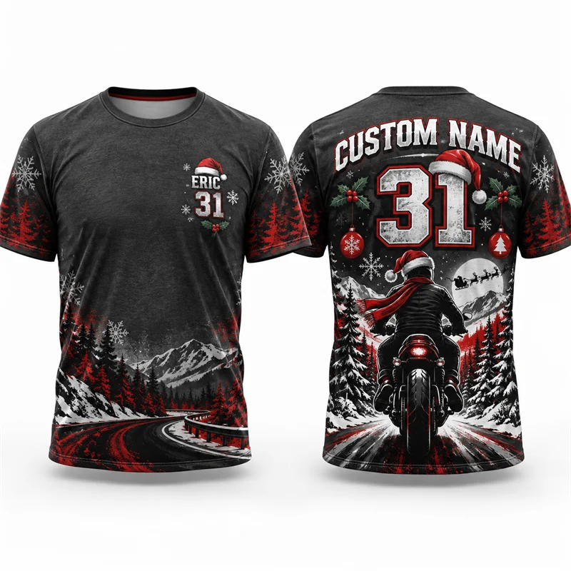 Custom Name Number Motorcycle T Shirt Men Winter Road Biker Graphic Short Sleeve Personalized Racing Streetwear Casual Gift Top