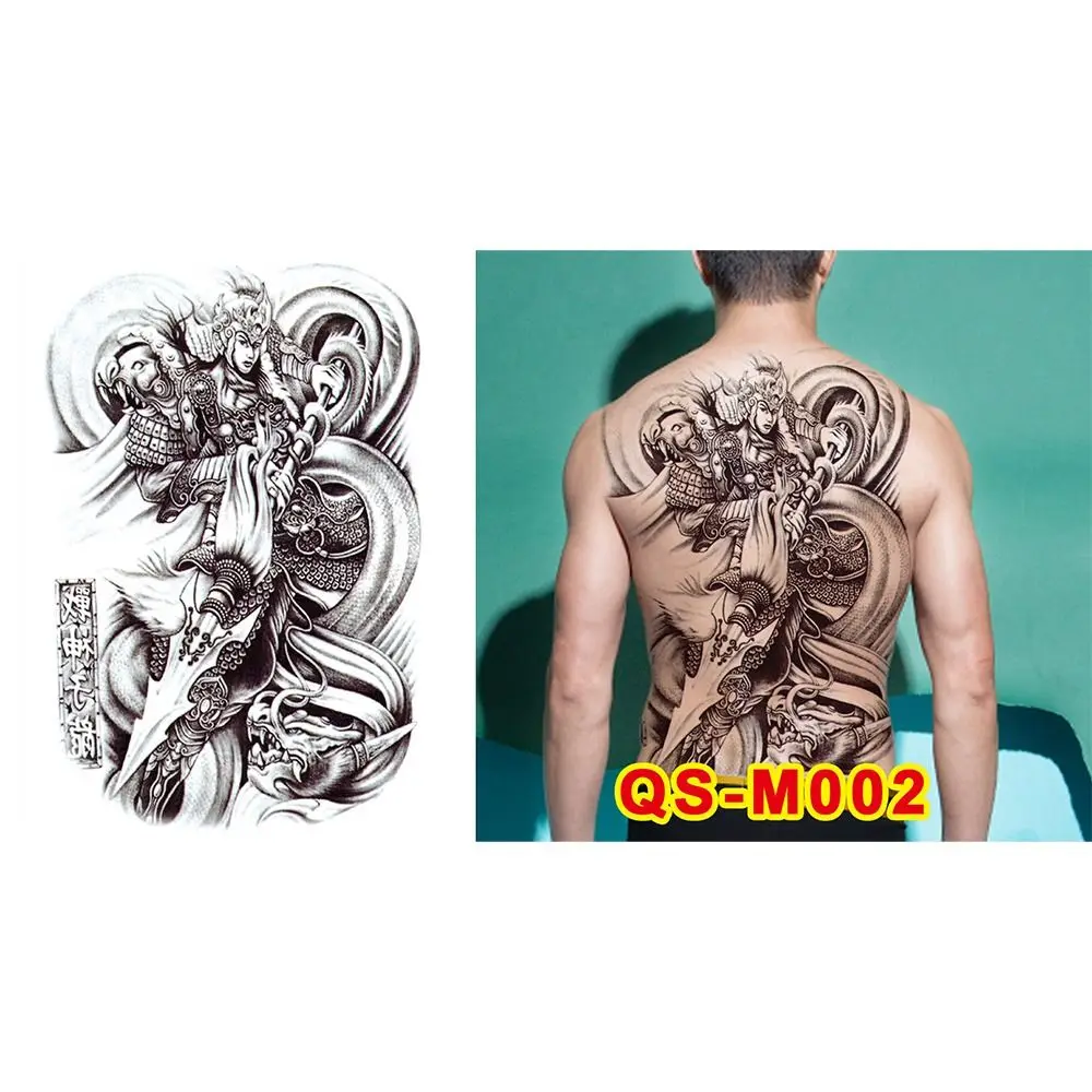Water Transfer Printing Full Back Tattoo Sticker Buddha Pattern Angel Wings Cross Full Back Tattoo Patch Flower Arm Waterproof
