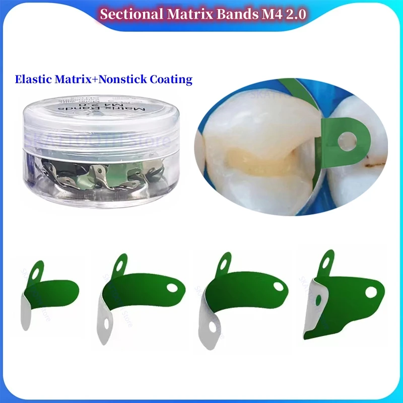 

100/50Pc Dental Matrix Bands Sectional Contoured Metal Matrices Matrix Bands PTFE Nonstick Coat Elastic Matrix Dentistry Tools