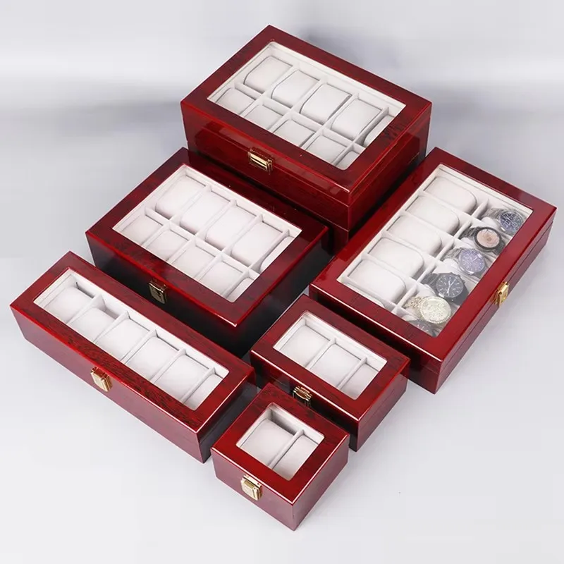 Wooden Jewelry and Watch Organizer with Multiple Compartments, 1-12 Slots, Stylish Storage Solution for Men and Women