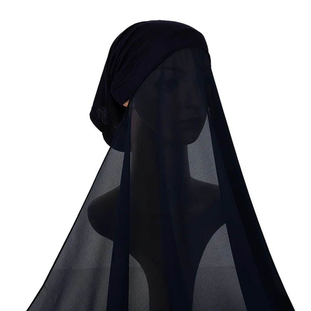 

Модная эластичная повязка на голову для мусульманок, однотонная шифоновая шаль из модала, удобные джерси-кепки для мусульманок