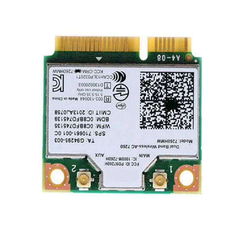 Touriste bande sans fil-AC 7260 7260HMW, intel 7260AC 7260HMW 7260AC, demi-mini PCI-e Bluetooth, wifi 867M + 4.0BT