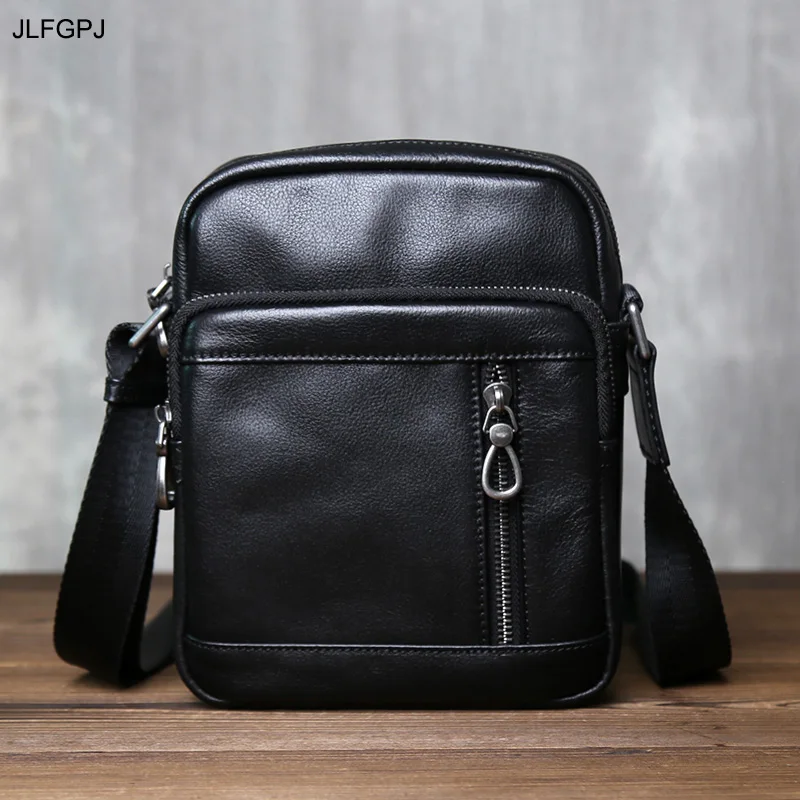 

High Quality Genuine Leather Men's Crossbody Bag Fashionable And Simple Vertical Design With A Top Layer Cowhide Phone Bag