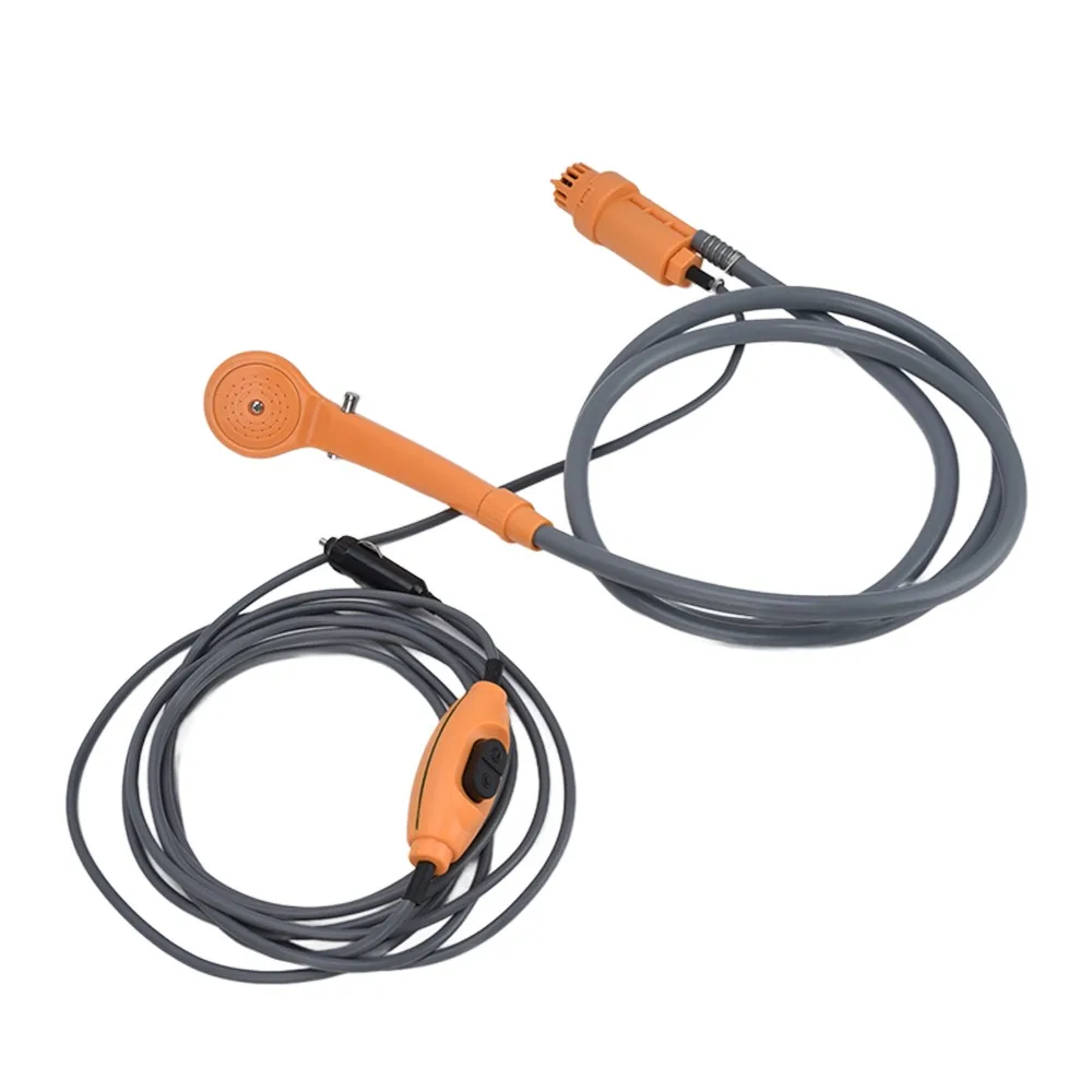 DC12V/24V Camping Shower 5 Meter Cable with Cigarette Lighter Plug Outdoor Shower Kit Adjustable Water Flow with Water Pump