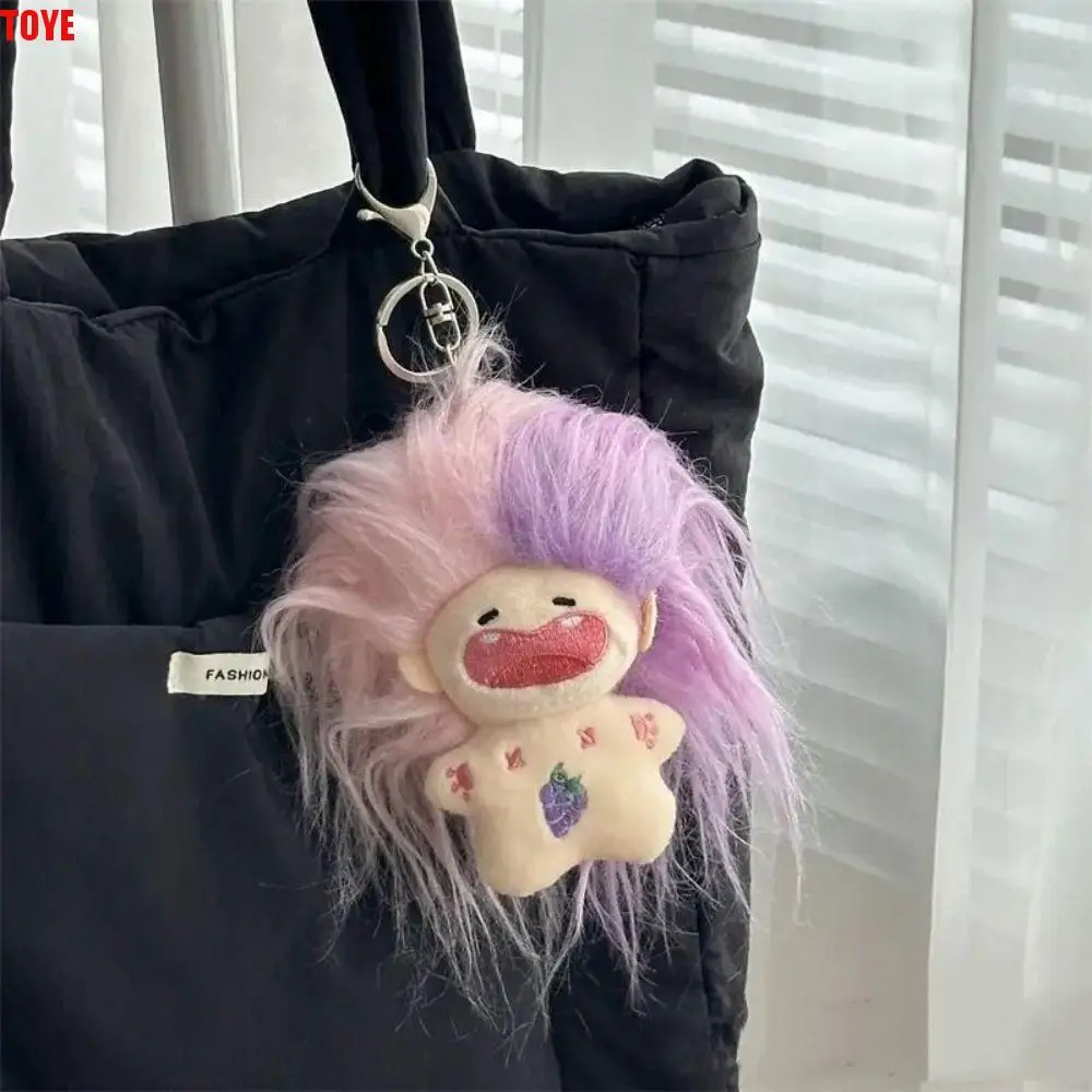 Boneka gigi tanpa gigi, rantai kunci lembut Mini hilang rambut goreng indah DIY aksesori tas boneka mewah