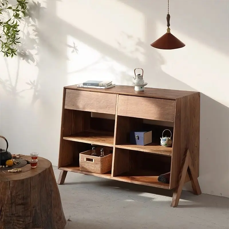 cabinet, bed and breakfast hotel storage, wine cabinet, solid wood tea cabinet, Japanese-style wabi-sandy wind cabinet