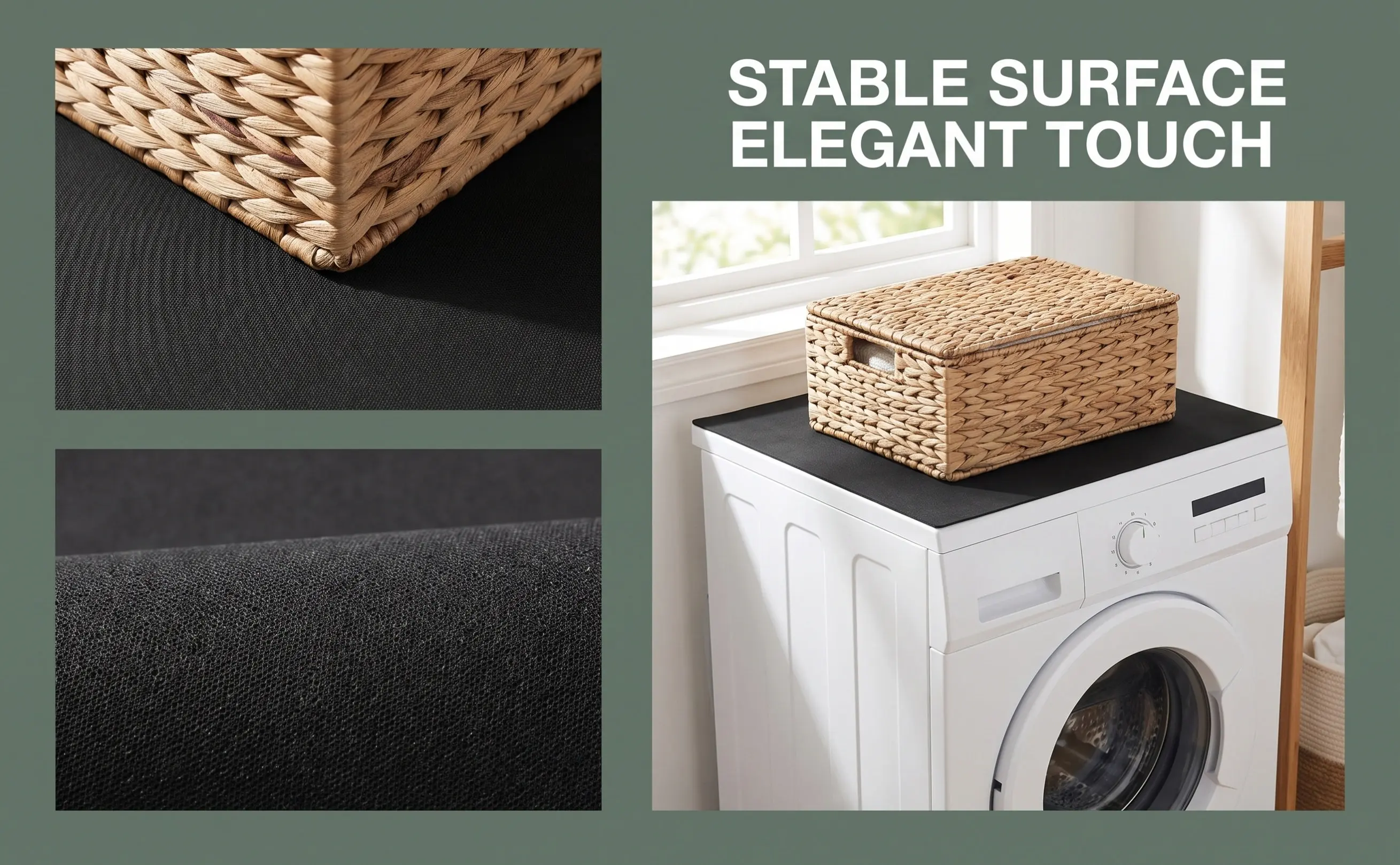 Washing Machine Top Cover Absorbent Dryer Topper Mat for Front Load Appliances Laundry Room Storage