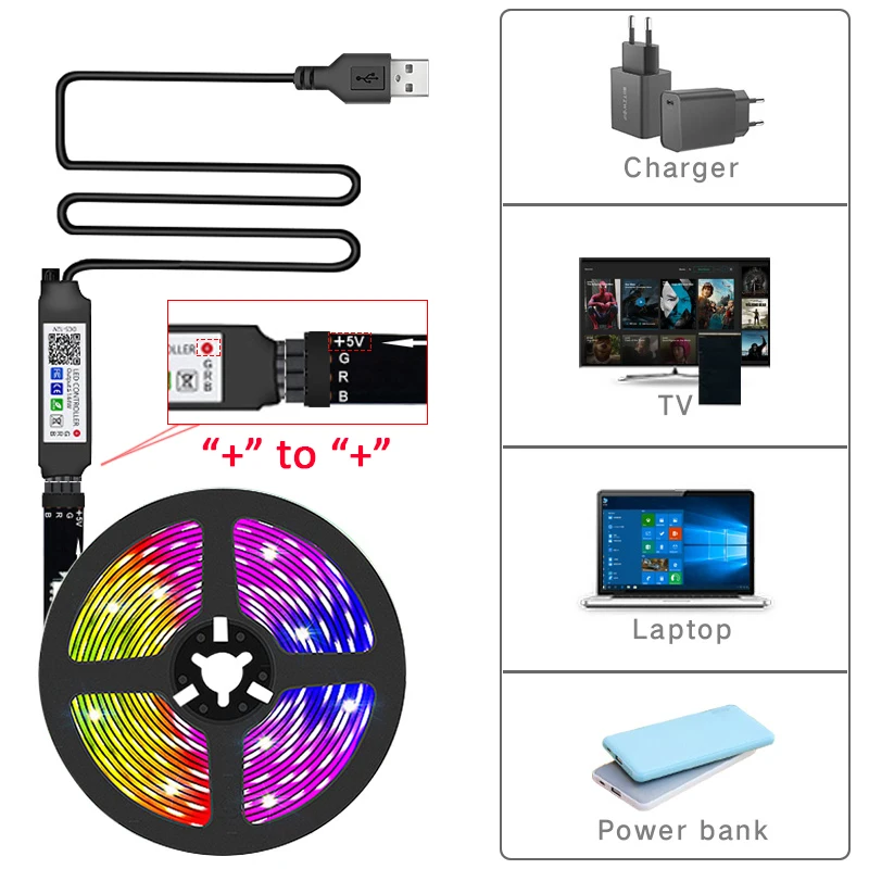 RGB Led TV Lights Led for TV RGB LED Strip Lights Tape Elastyczna wstążka do podświetlenia telewizora Pokój Gaming Party Dekoracja