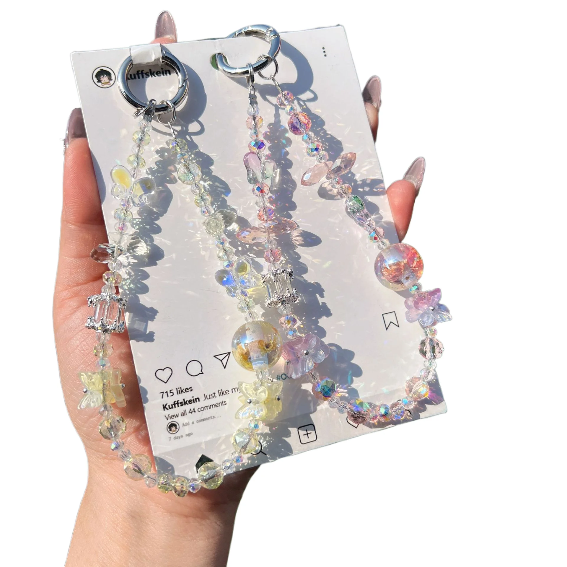 

Niche For Mobile Phone Chains Wrist Crystals Bag Pendants Fashionable Pendants Beaded Keychains Universal Lanyards Agate Lanyard