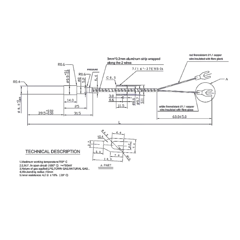 KX4B Thermocouple Thermopile Replacement Fireplaces Stove Accessories for Gas Stove Water Heater Frying Thermogenerator