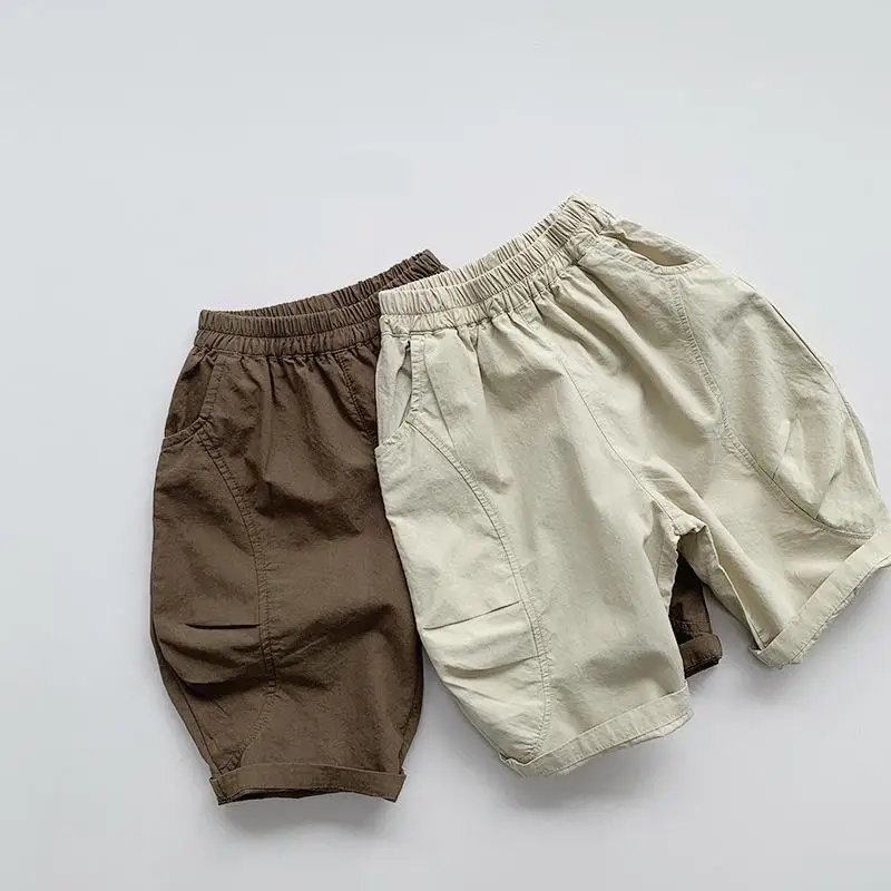 2025 Summer New Children Casual Pants Cotton Baby Girls Mosquito Proof Pants Boys Solid Versatile Cropped Pants Kids Harem Pants