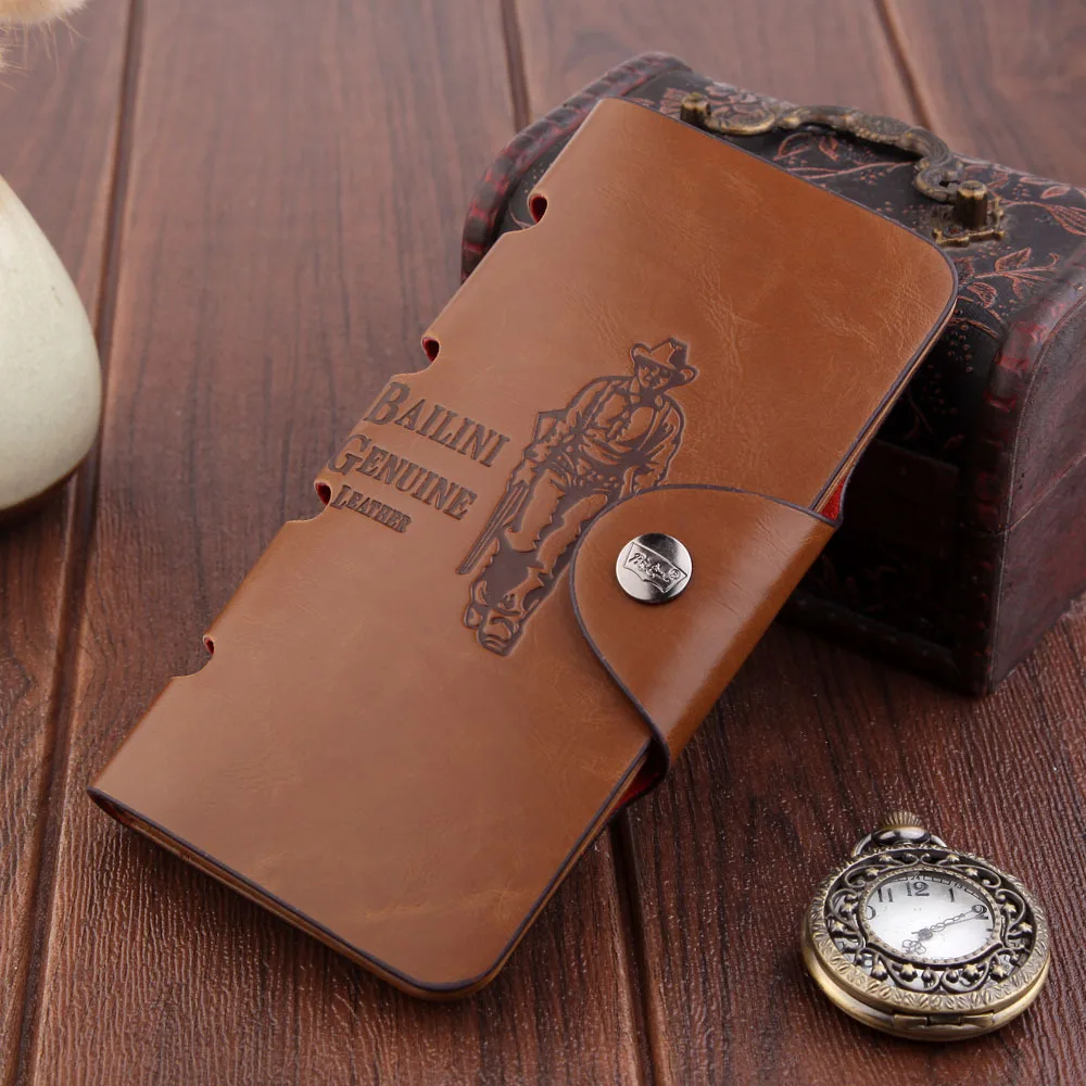 Man's wallets High Quality Retro Hunter Wallets Men Credit Business Card Holders Money Clip With Buckle Male Purses