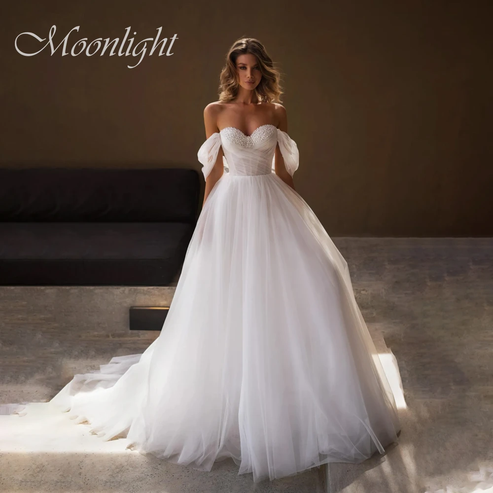 Elegant Beading Pleat Sweetheat A-Line Wedding Dress 2026 Off The Shoulder Open Back Bridal Gown Vestidos De Novia Customized