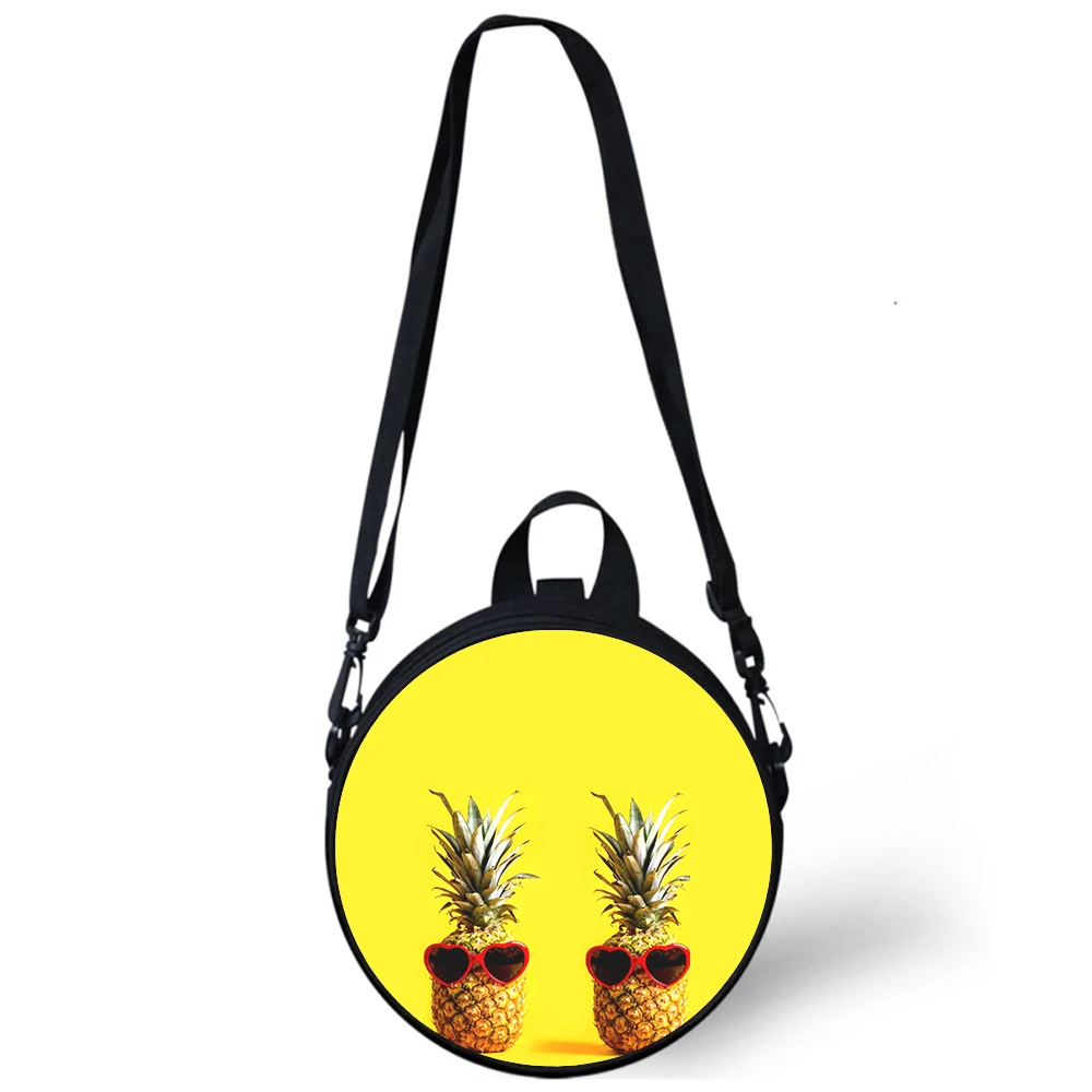 Pineapple Fruits fresh Child kindergarten Bag 3D Print Crossbody Shoulder Bags For School Women Mini Round Bagpacks Rugtas Bag