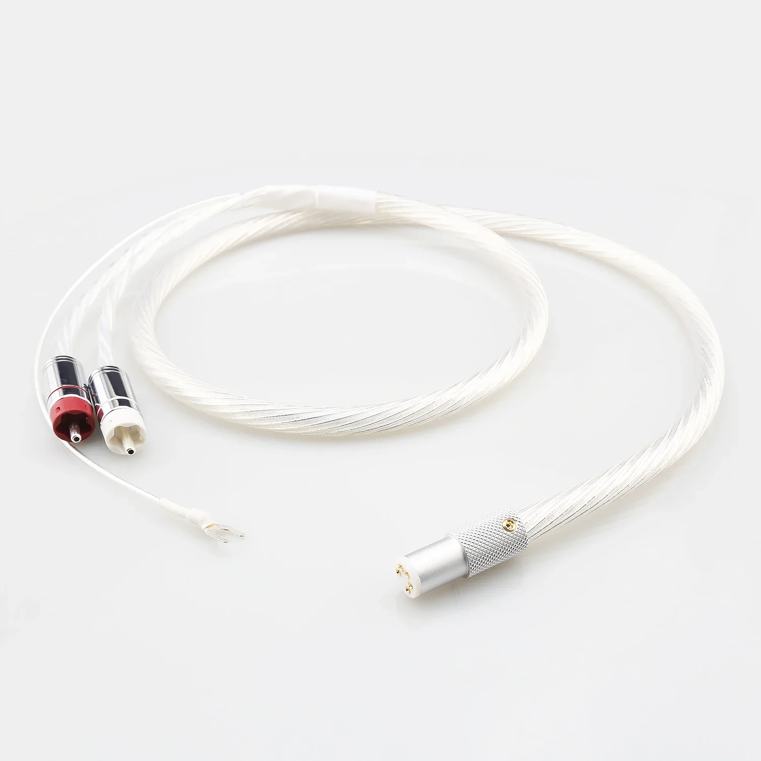 Audiocrast HIFI 5 Pin DIN to 2 RCA Tonearm Cable 8N Silver Plated Ground Wire No Hum For Vinyl Turntable