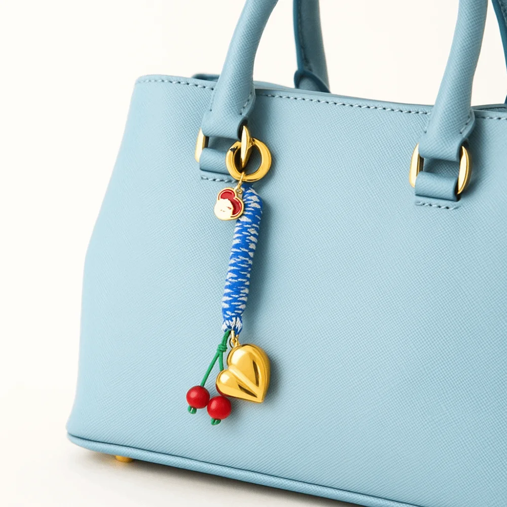 

Trendy Cute Bag Accessories Pendant DIY Simple Love Cherry Pendant Fashion Accessories Korean Style Colorful Rope Keychain Gift
