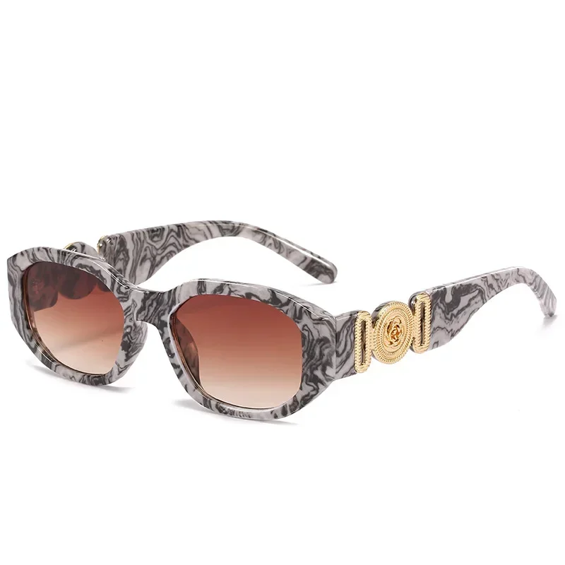 New Small Box Women and Men Sunglasses European and American Trend Polygon Glasses Personality Patterned