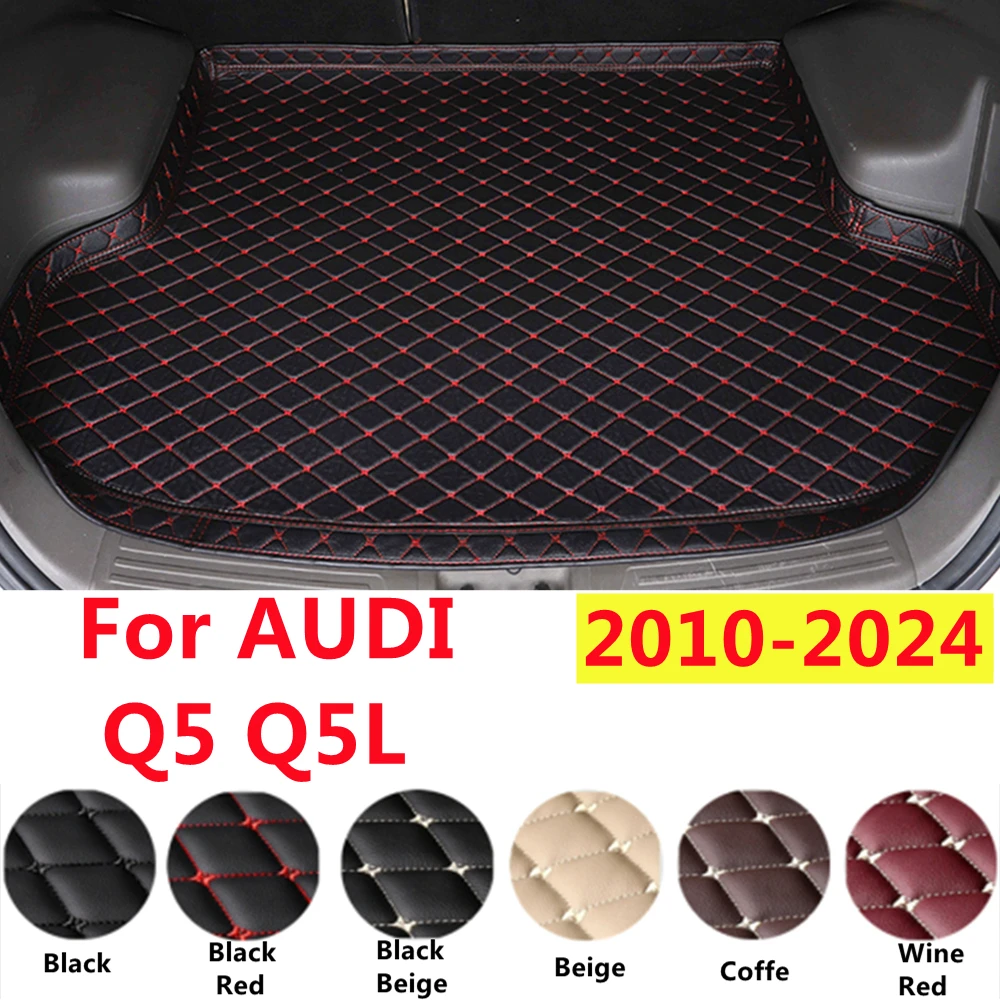 SJ XPE-Polymères de coffre de voiture en cuir, côté haut, adaptés pour Audi Q5, Q5L, 2024, 2023-2010, Auto Fittings, Cargo Liner, Tail Boot Carpet, Waterproof