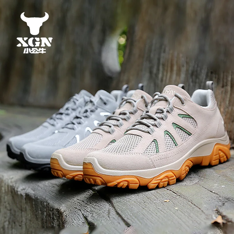 XGN Cowhide Hiking shoes Men waterproof hunting Boots Tactical Desert Combat Ankle travel Boots ankle casual trekking Sneakers