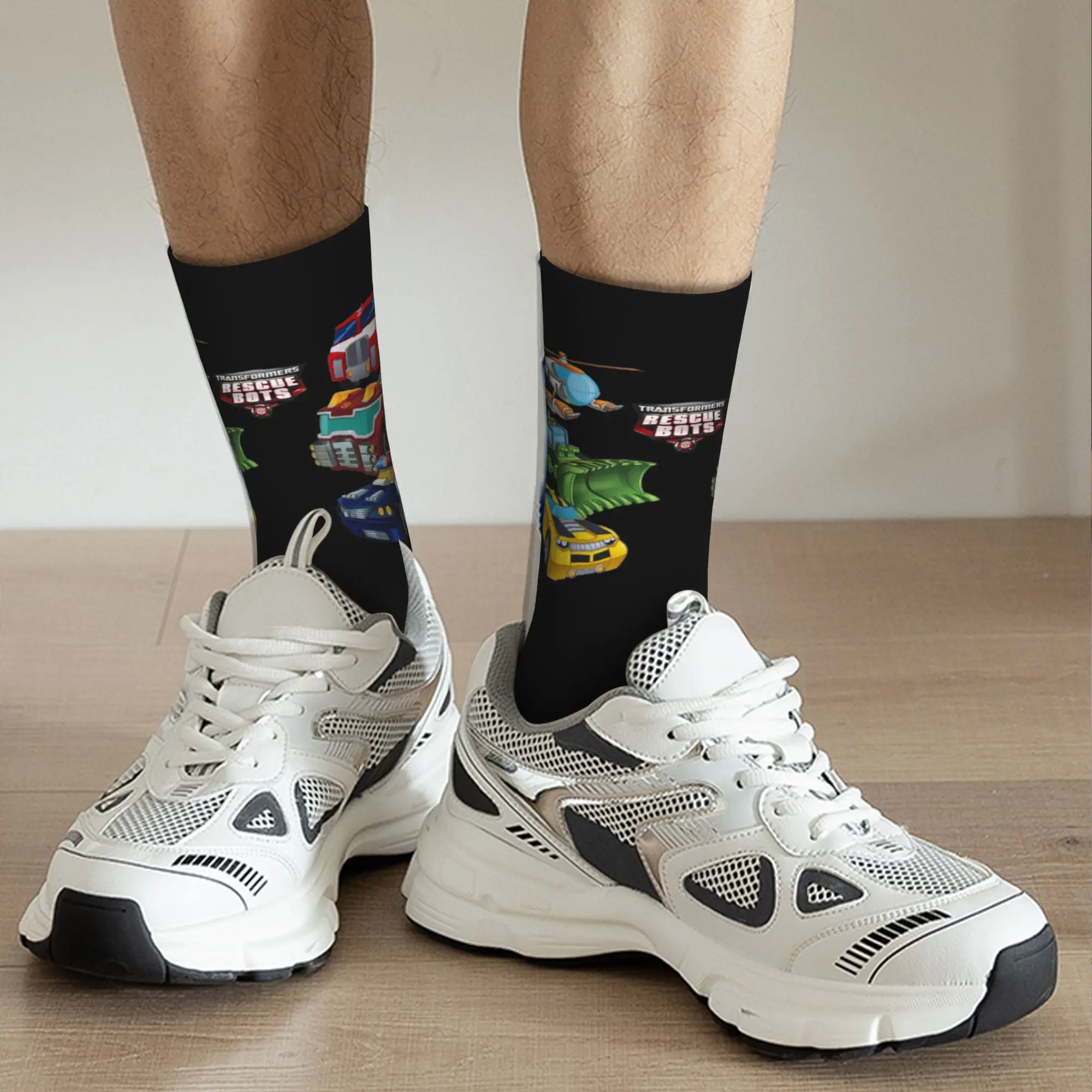 Transformers resgate bots veículos meias harajuku meias absorventes de suor durante toda a temporada meias longas acessórios presentes de natal