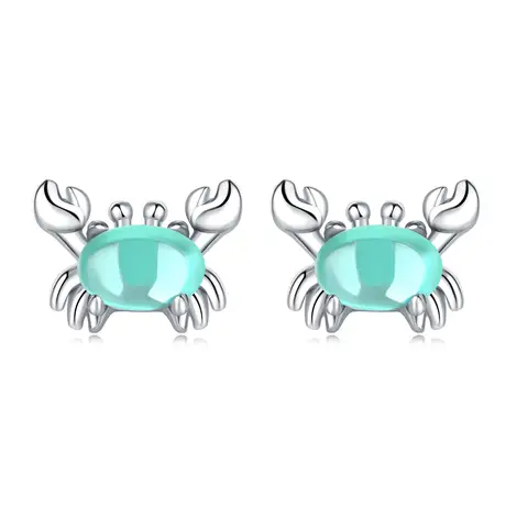 CYCUFF – boucles d'oreilles en argent Sterling S925, jolies boucles d'oreilles en forme de crabe vert pour femmes, bijoux S925, cadeaux originaux tendance pour fête et anniversaire