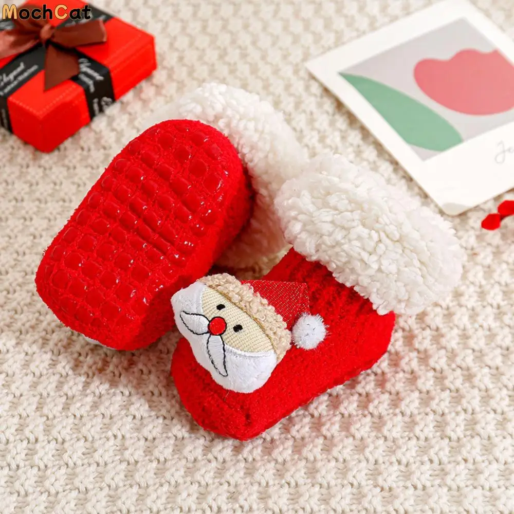 

Breathable Lamb wool Christmas Baby Socks Anti Slip Thicken Newborn Floor Sock Soft Middle Tube New Year Toddler Socks Kids