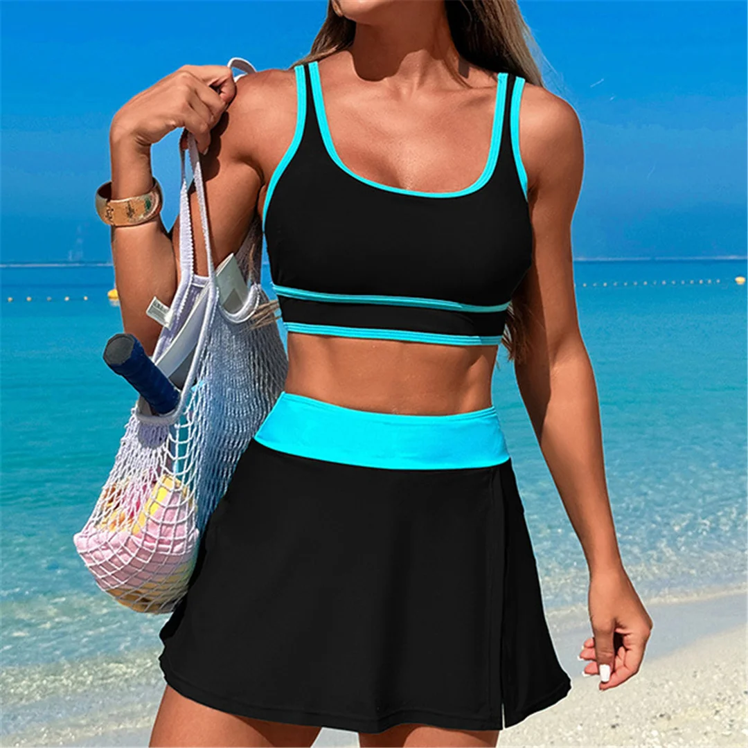 S - XL, 10 Farben, zweiteiliger Badeanzug für Damen, hoch geschnittener Bikini, zweiteiliges Bikini-Set, Damen-Badebekleidung, Badeanzug, Schwimmanzug V6998 – Detail 7