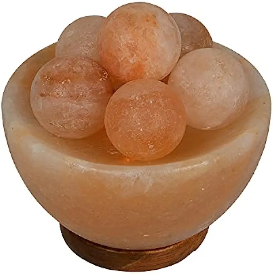 Himalayan Fire Bowl Salt Lamp with 6 Massage Balls Premium Quality Authentic from Pakistan