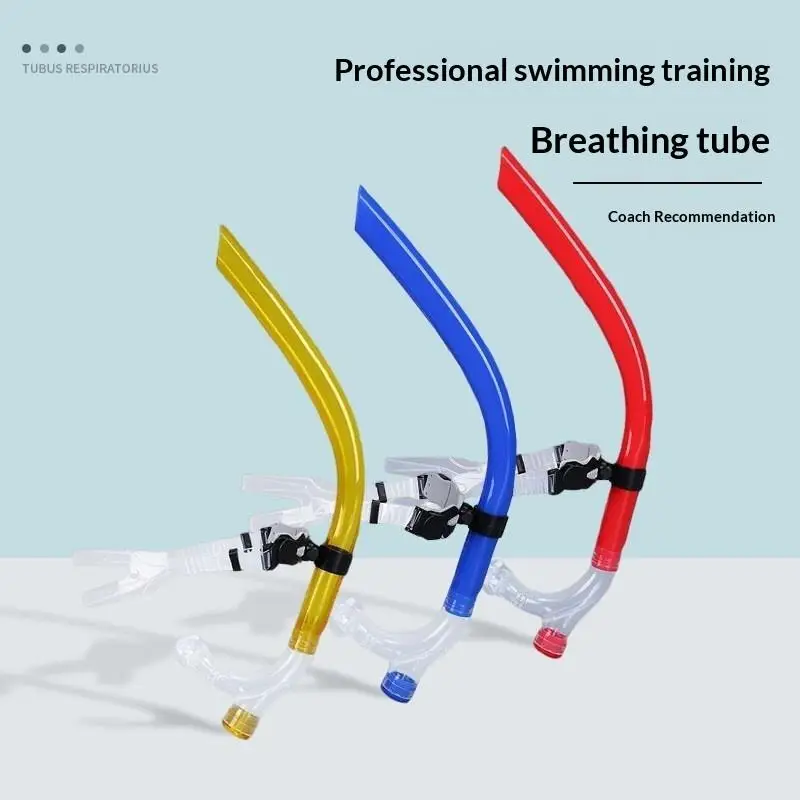 Swimming Snorkel Tube Front Mounted Diving Breathing Tube One-Way Purge Valve For Adults Swim Training Freediving