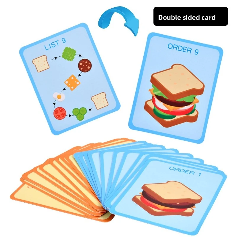 Kawaii Wooden Pretend Fast Food Stacking Blocks Hamburger Sandwich Matching Toy Toddler Role Play Birthday Gift For Kids