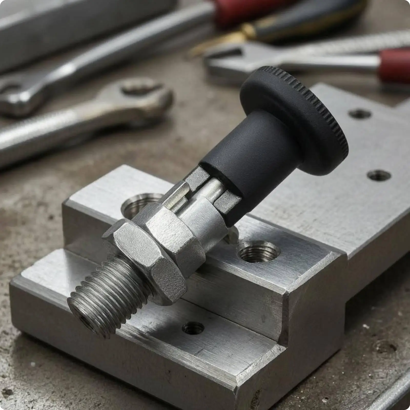 Self Locking Indexing Pin Hexagonal Lock Nuts Self Locking Pin Metal Body Spring Knob Plunger