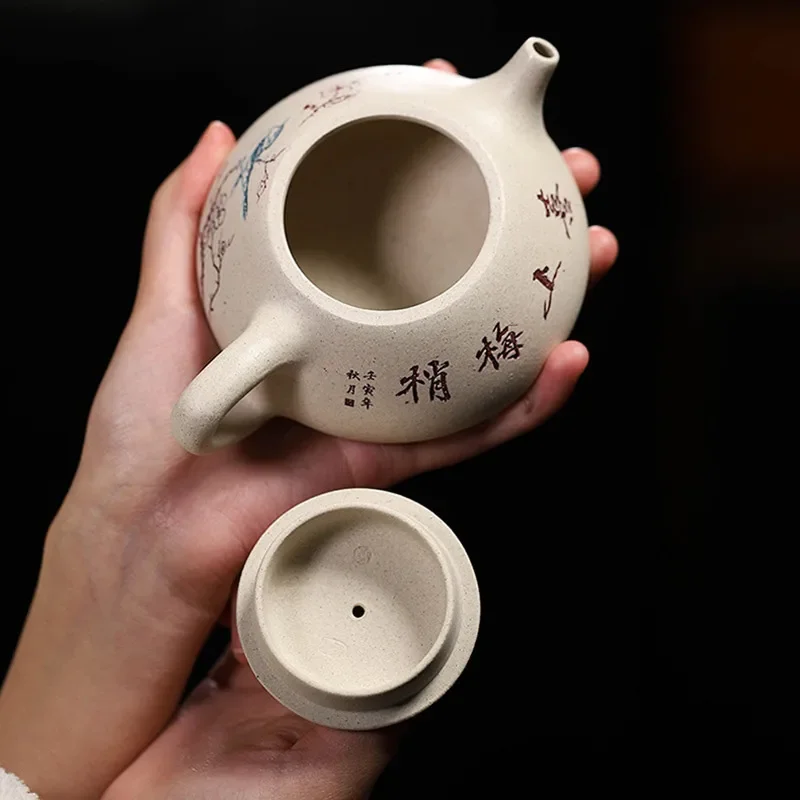 Authentic Yixing Handmade Tea Pot Purple Clay Stone Scoop Teapot Raw Ore Beauty Kettle Chinese Tea Ceremony Gift Drinkware 230ml