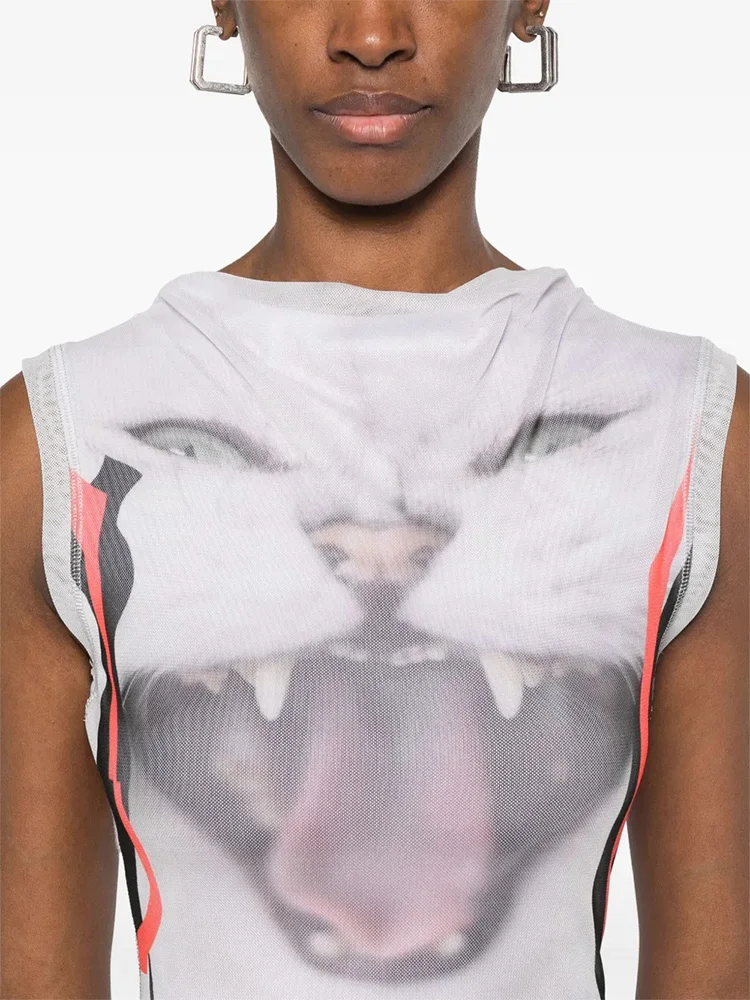 CNYISHE O Neck Printing Tank Sleeveless Sheath Elastic Fashion Evening Party Women Dresses Sexy Club Trendy Outfits Female Robes