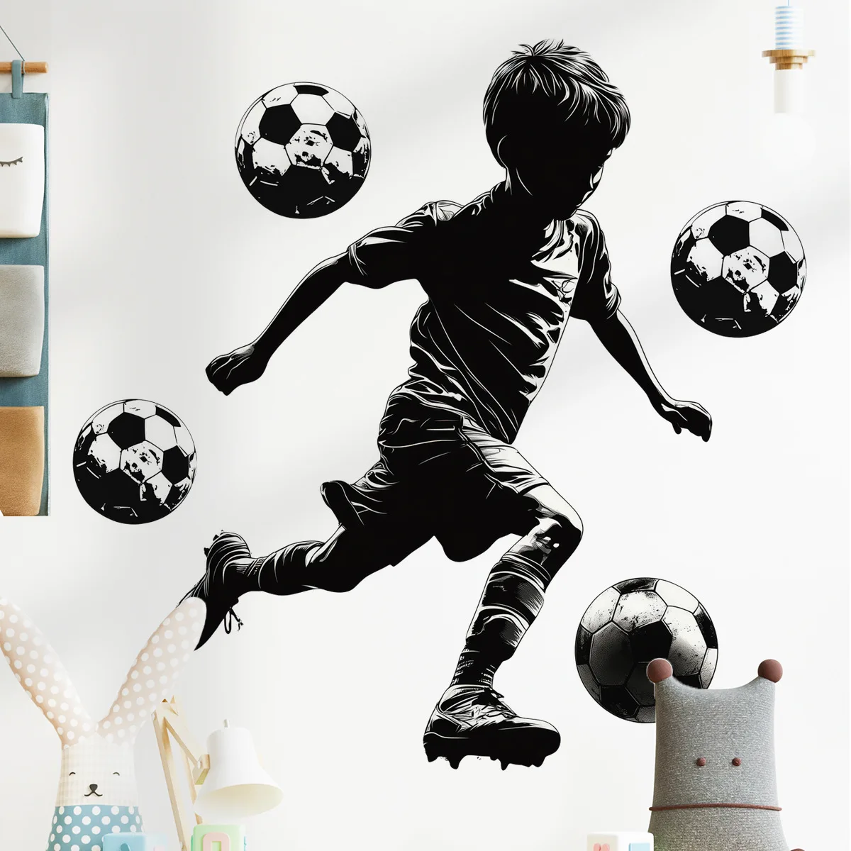 Football Boy Vinyl Child Wall Stickers For Kids Room Decor Wall Decor Adhesive Wallpaper Furniture Sticker Bedroom Accessories