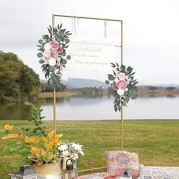 

2PCS Faux Flowers Wedding Decorations and Wedding Welcome Sign Floral Decorations Home Wedding Decorations