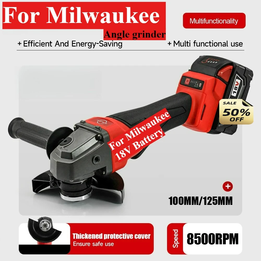 

For Milwaukee 125mm Braking Brushless Angle Grinder M14 Cordless Polishing 3 Gears Variable Speed Cutting Power Tools Batteries