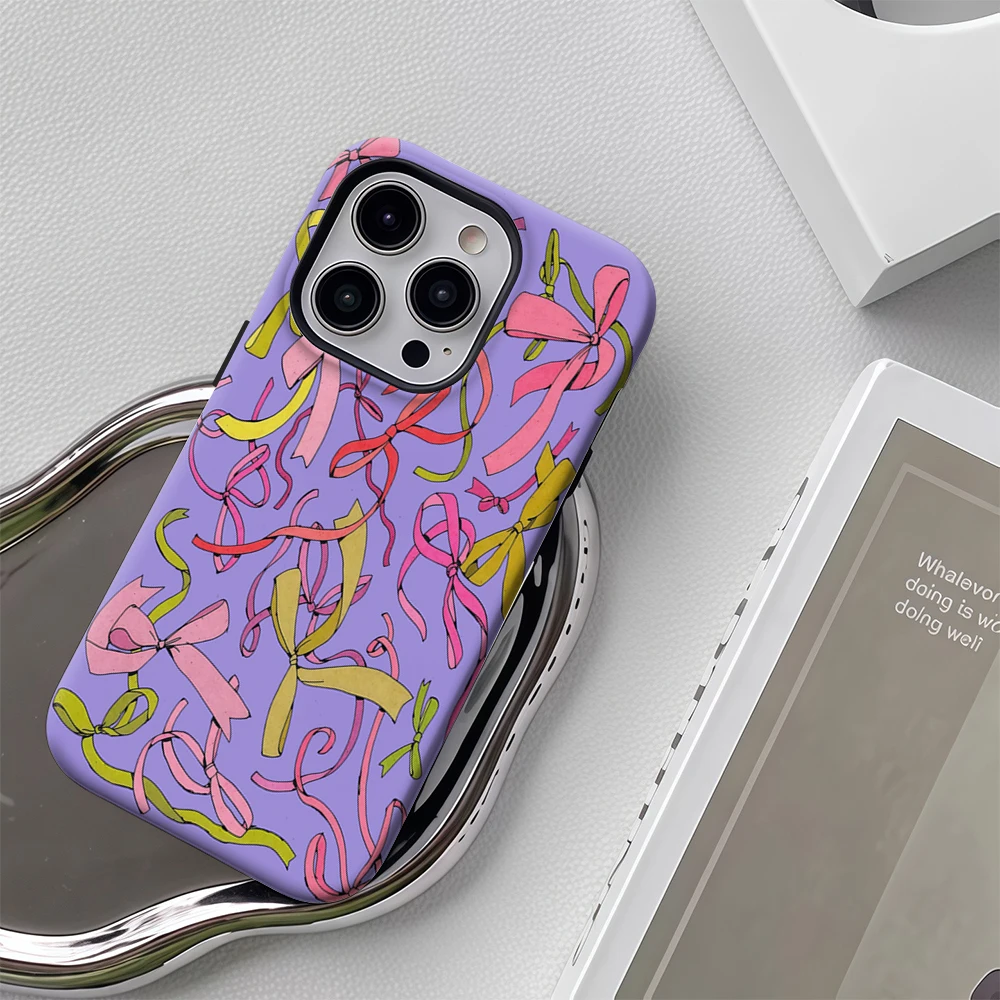 Colorful Bows Purple IPhone17 Must-Haves Phone Case for IPhone 17 16 15 14 13 12 Pro Max Plus Double-layer Back Cover
