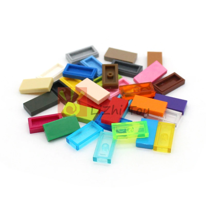 100pcs MOC Flat Tile 1x2 Tablet 3069 DIY Enlighten Classic Building Block Bricks Compatible with Assembles Particles Toys