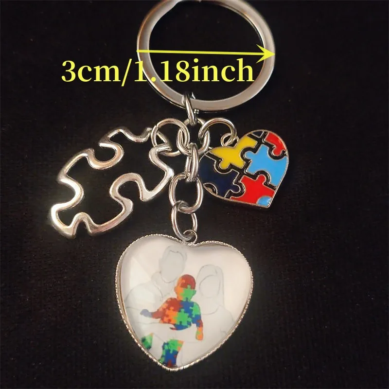 Unique Keychain Autism Awareness Kid Children Puzzle Keyring Pendant Women Man Jewelry Accessories Gift