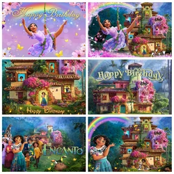 Disney Charming Encanto Photo Backdrop Girls Birthday Photography Backdrop Magic Whole House Custom Banner Decoration Photo Prop