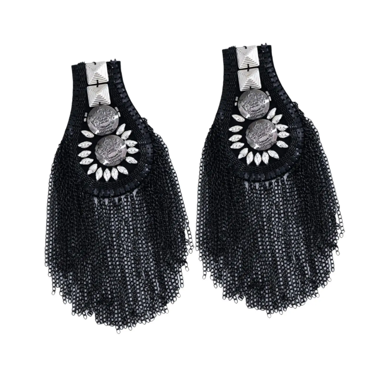 2 Pieces Metal Tassel Link Chain Epaulets for Coat Socks Mobile Phone Cases