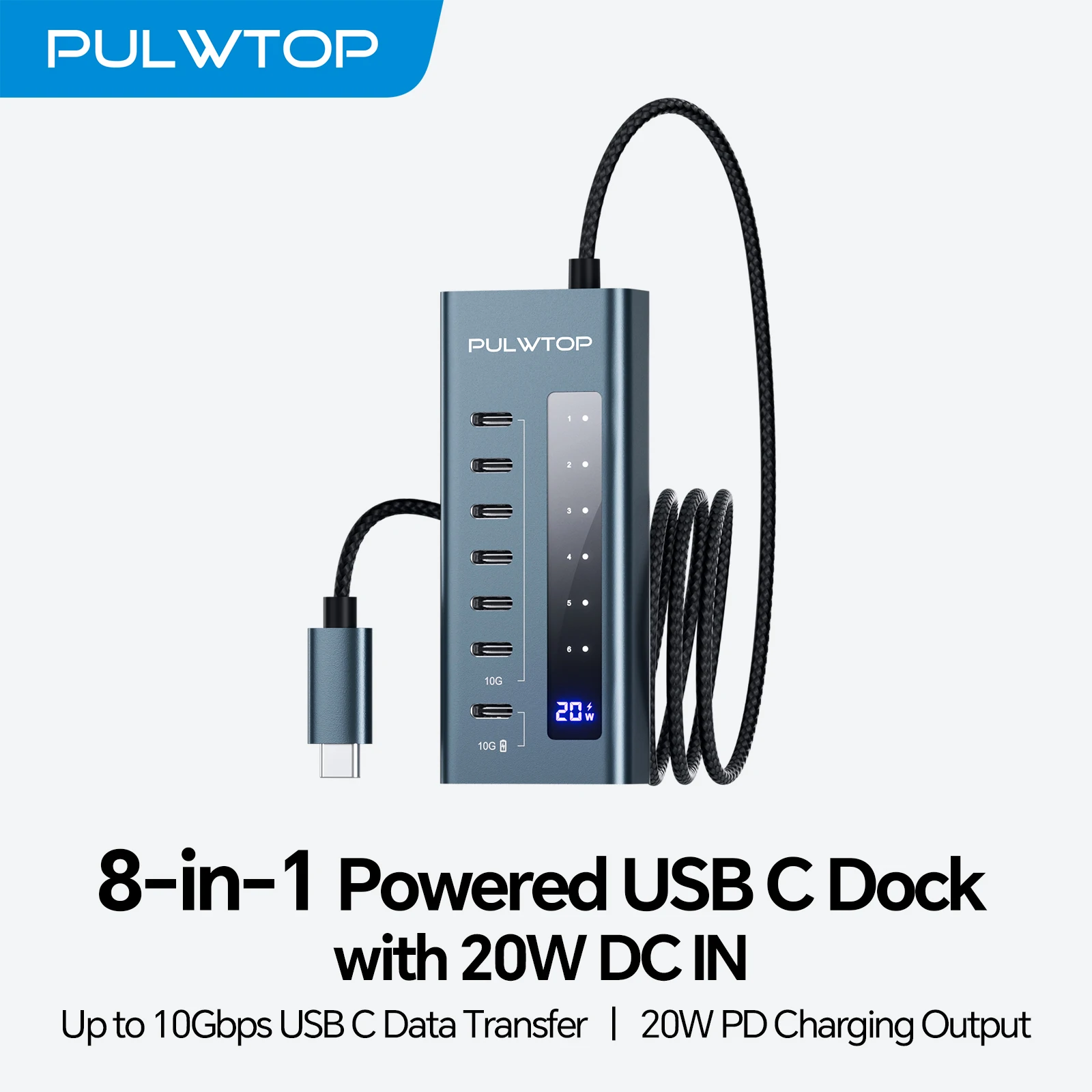 PULWTOP 10Gbps USB Adapter Support Data & Charging(Not Support Video), USB Hub 10Gbps Ports for iMac, MacBook Pro/Air, iPad, XPS