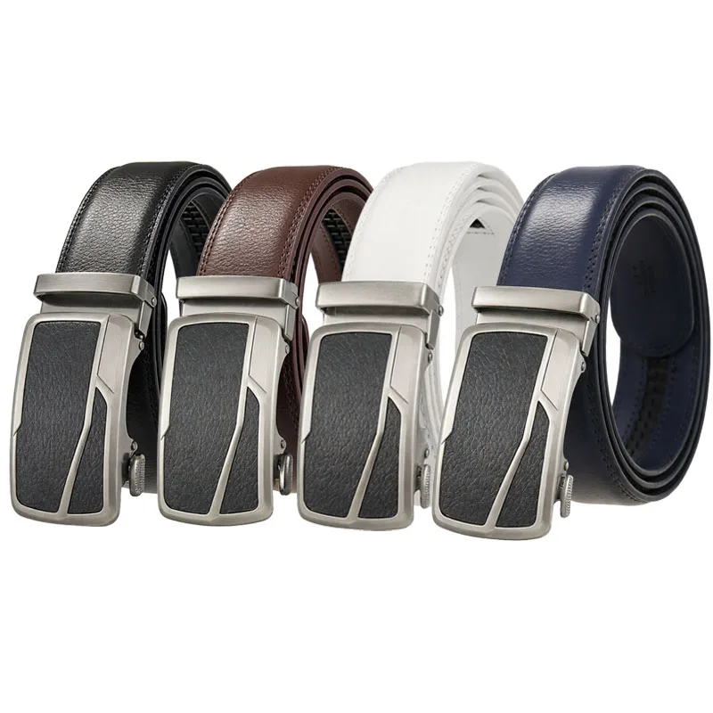 

Men's Genuine Cow Leather Belt 3.5cm Width Automatic Ratchet Buckle High Quality Business Office Ceinture Homme