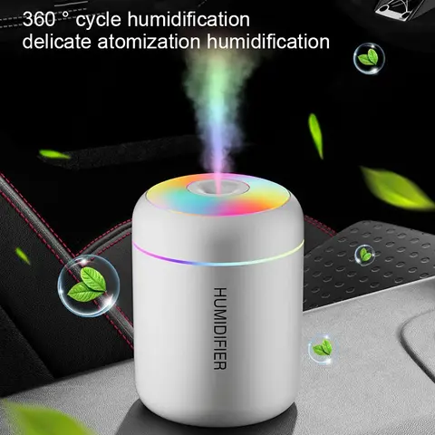 HOMEFISHMini Air Humidifier Usb Aroma Diffuser Essential Oil Purifier Cool Mist Sprayer  Home BedroomLED Desktop humidificador