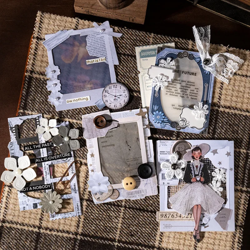 50 pcs/pack Large Quantity Borderless Hollow-Out Hard Card Stickers Time Ferments in Frames Serie Instant Photo Frame Scrapbook