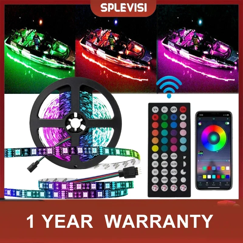 Remote &  APP RGB Multicolor Pontoon Boat Marine Led Strip Light Dc12v for Duck Jon Bass Sailboat Kayak Accent Courtesy Lights