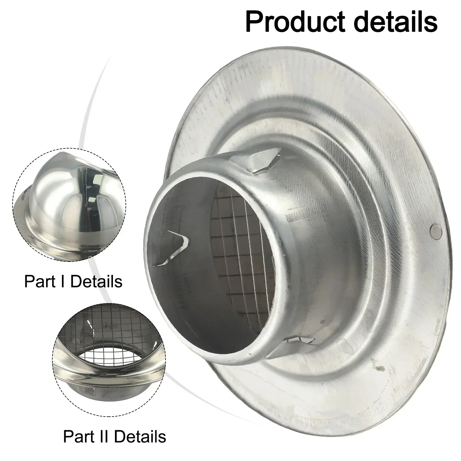 External Extraction Vent Round Brushed Grille Fine Mesh Design Insect-proof Grilles Round Corner Shutters Bathroom